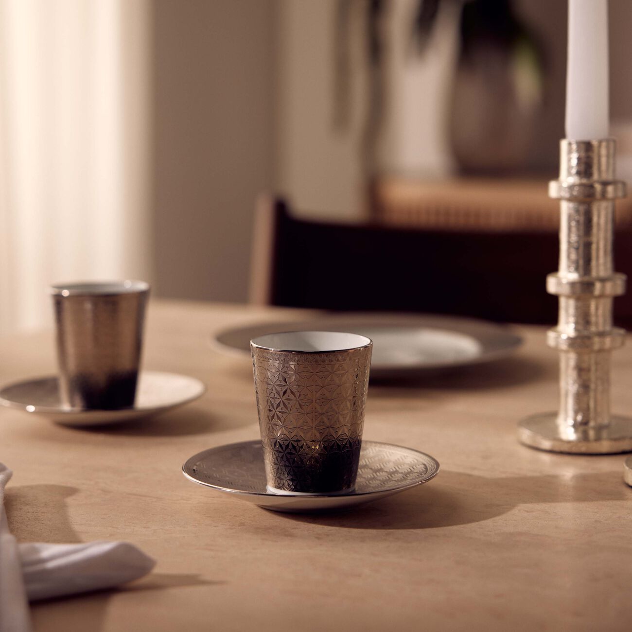 Divine Coffee Cup & Saucer Silver Set Of 2 bernardaud divine coffee cup saucer silver set of 2