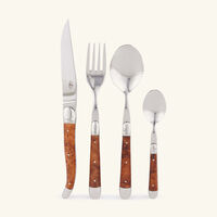 forge de laguiole thuya wood cutlery set 24 pieces brown