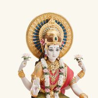 لادرو منحوتة لاكشمي كبيرة حمراء