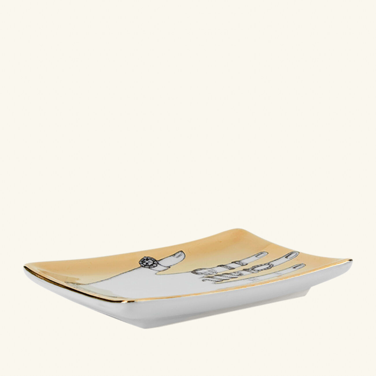 fornasetti mano con anelli ashtray rectangular small gold