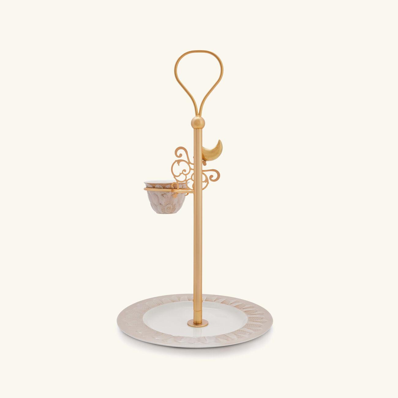 villari peacock extravaganza cookie stand   coffee cup holder gold