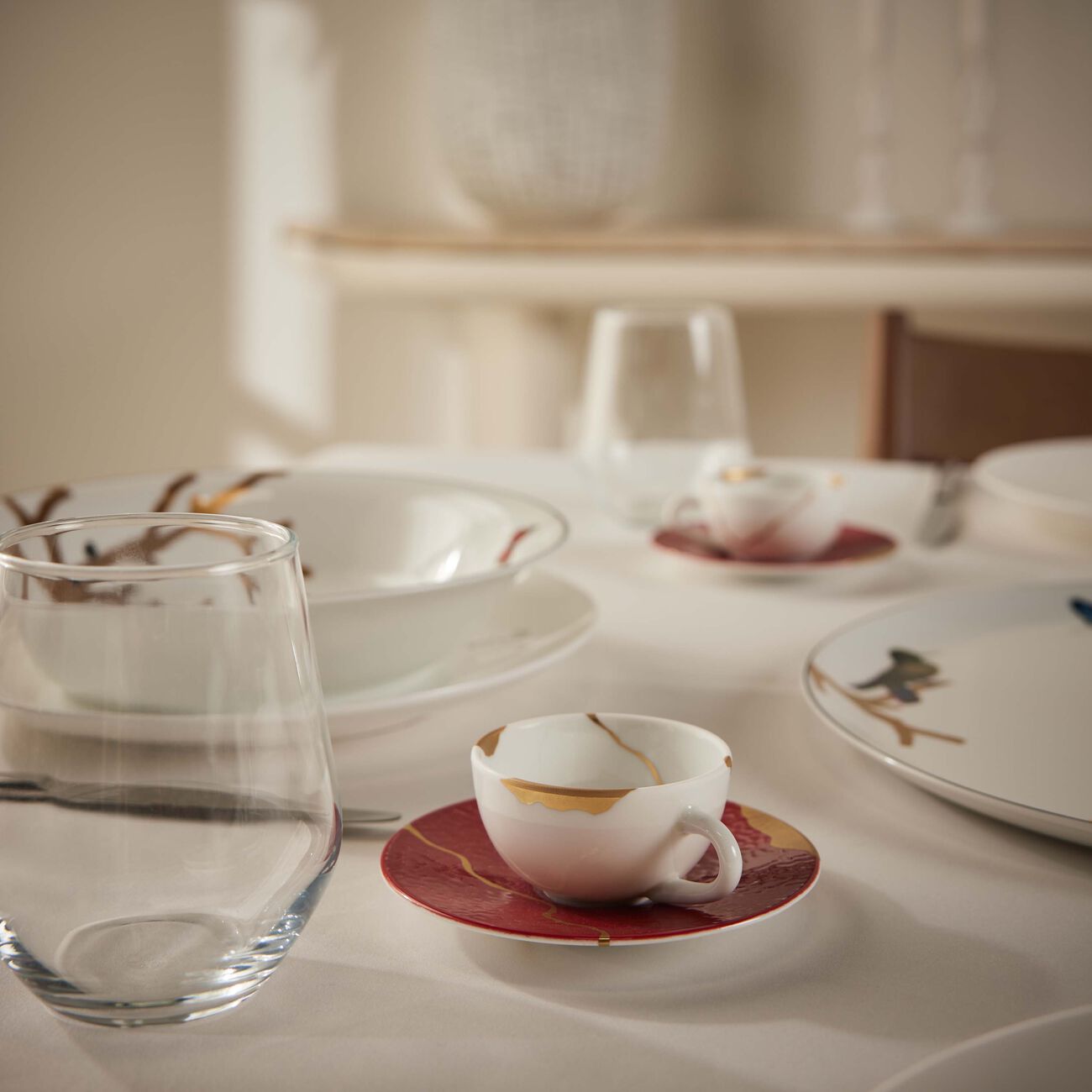 bernardaud kintsugi rouge espresso cups and saucers   set of 2