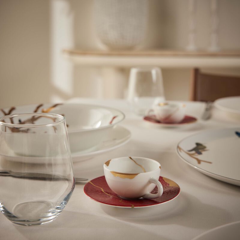 bernardaud kintsugi rouge espresso cups and saucers   set of 2