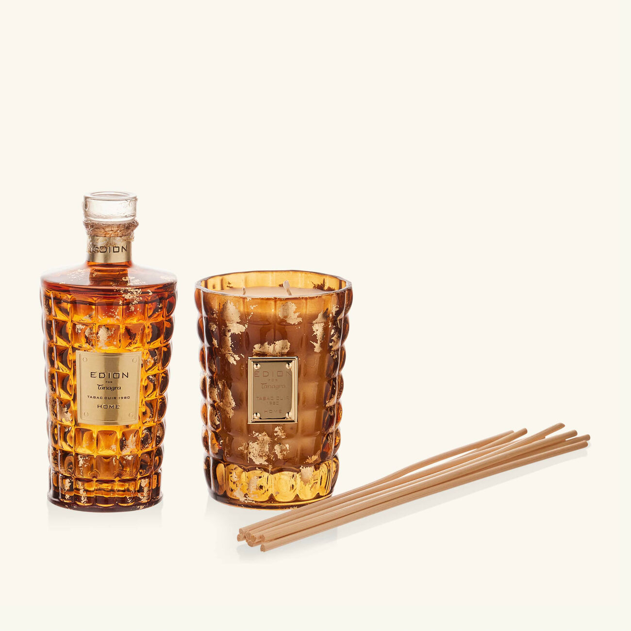 edion tobacco amber candle   diffuser set