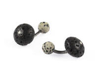 Cufflinks Lava Dalmatian Jasper Silver With Box Cufflinks Lava Dalmatian Jasper Silver With Box, small