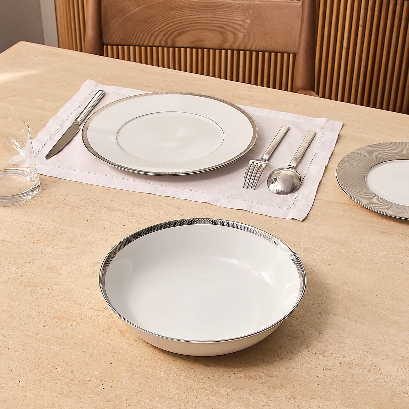 Maille Platine Serving Bowl White 24cm bernardaud maille platine serving bowl white 24cm