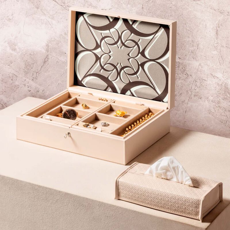 Elie Saab Monogram Tissue Holder Torrone Beige giobagnara elie saab monogram tissue holder torrone beige