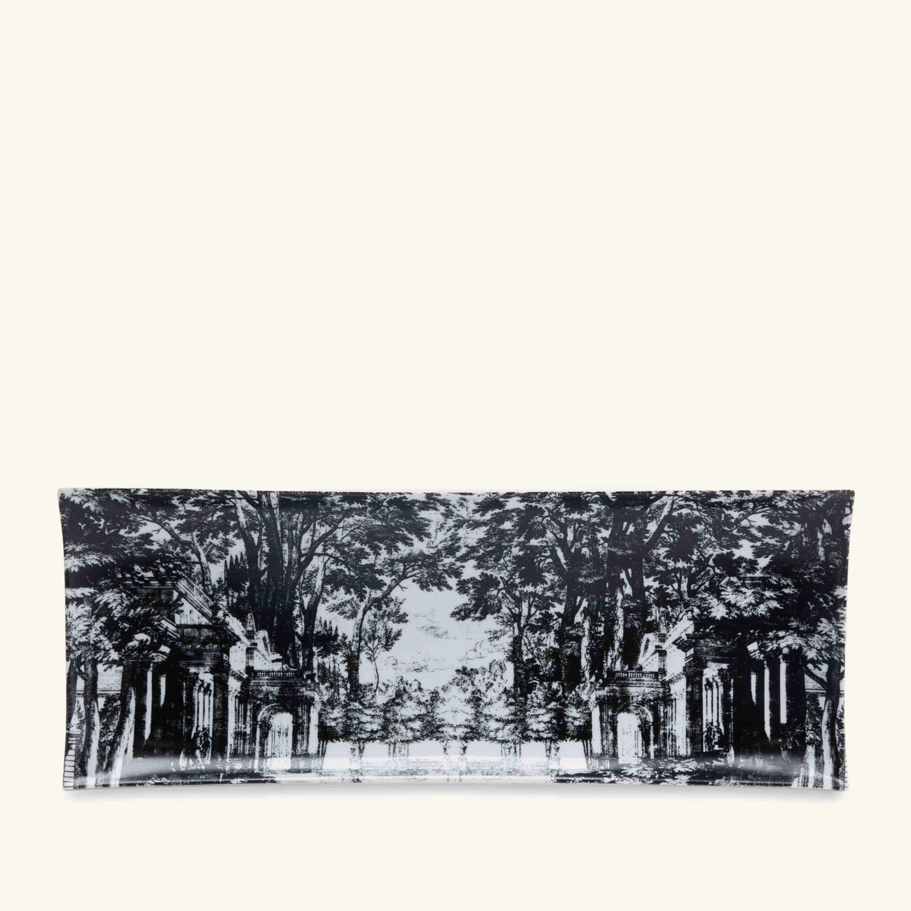 fornasetti giardino settecentesco tray rectangular small grey