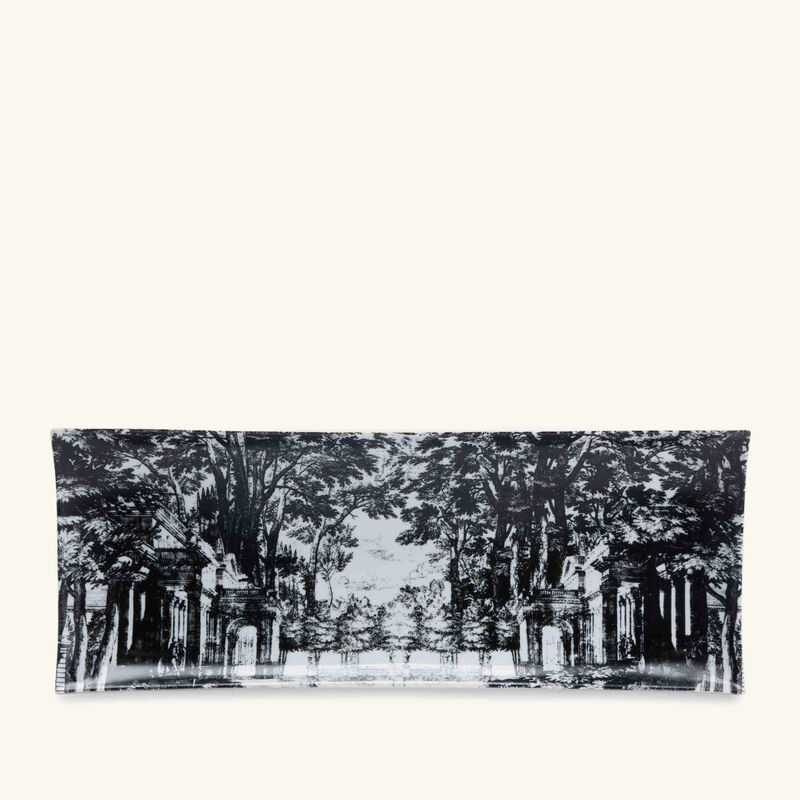 fornasetti giardino settecentesco tray rectangular small grey