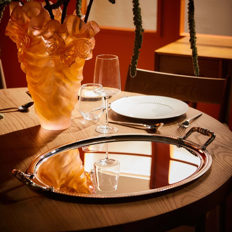 Malmaison Serving Tray Oval Large Silver Plated christofle malmaison serving tray oval large silver plated