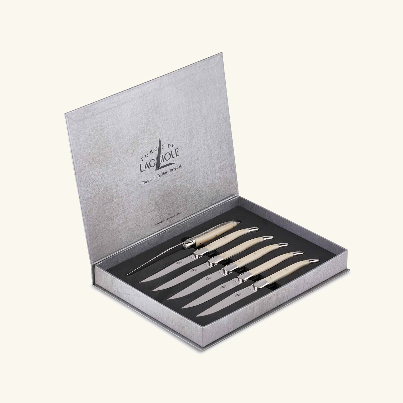 forge de laguiole acrylic handle table knife black set of 6