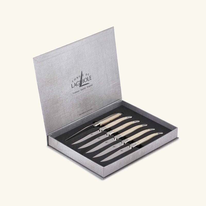 forge de laguiole acrylic handle table knife black set of 6