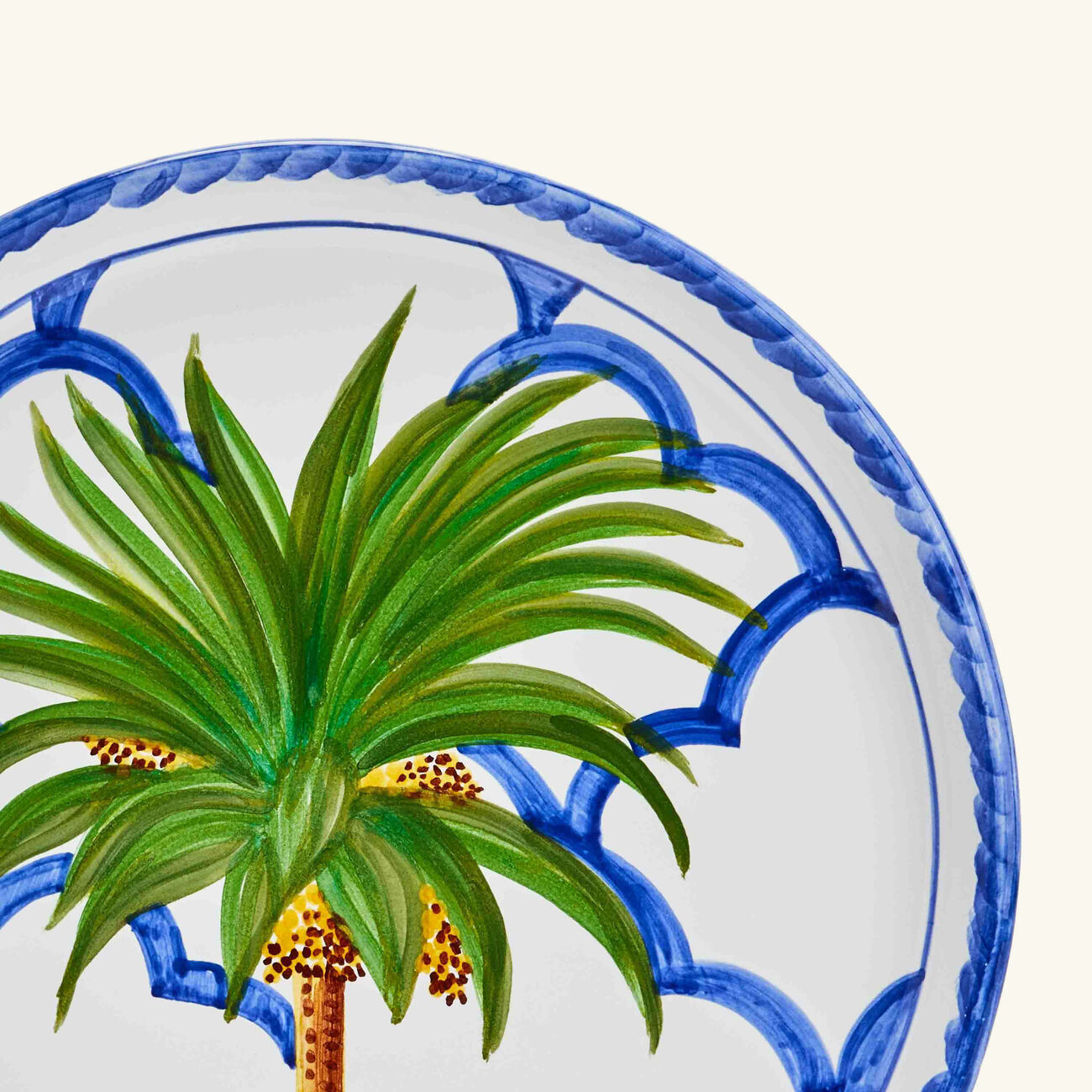 les ottomans ottomans palm dinner plate round blue 28cm