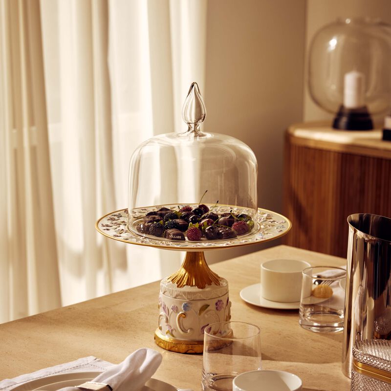 Taormina Cake Stand With Cloche White villari taormina cake stand with cloche white