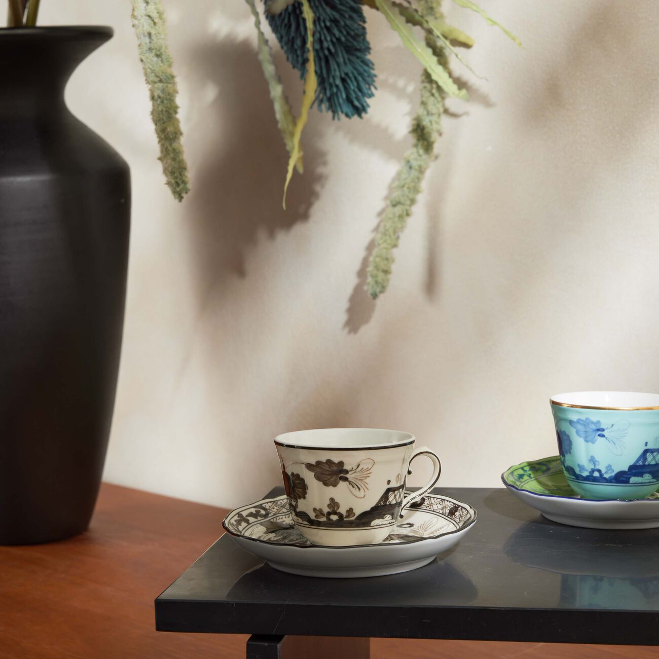 Antico Doccia Coffee Saucer Black ginori 1735 antico doccia coffee saucer black