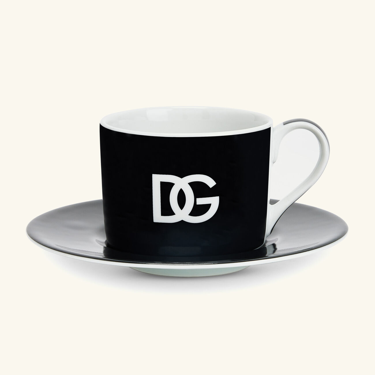 dolce gabbana casa dg logo tea cup saucer black set of 2