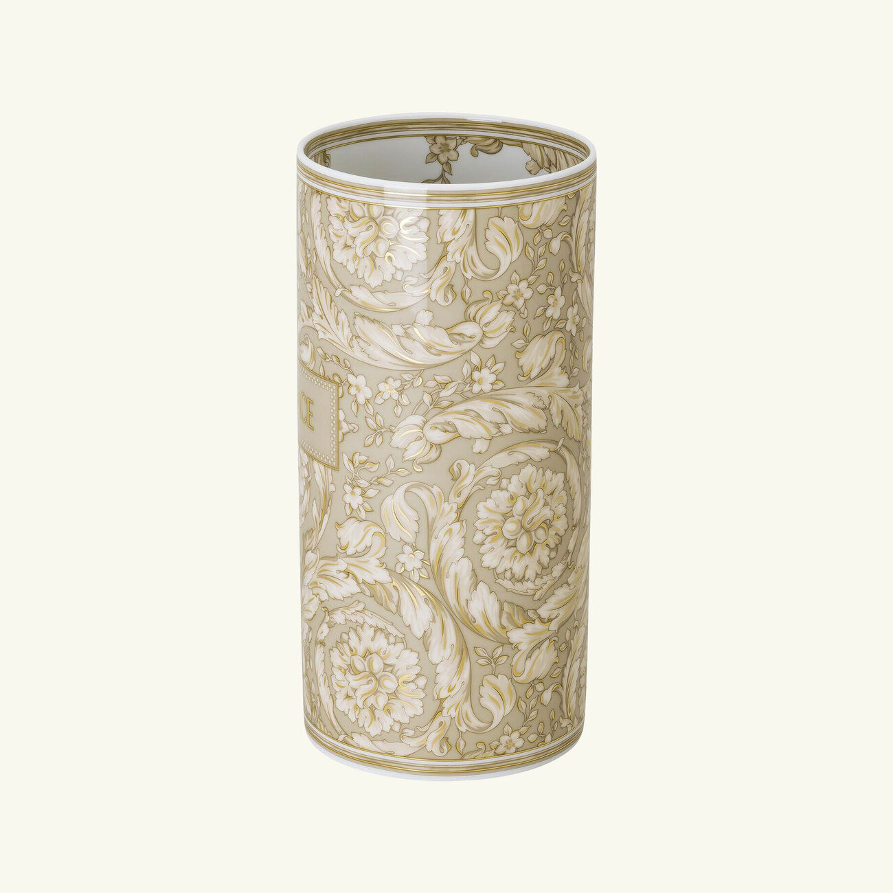 versace barocco beige vase round medium
