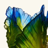 daum fleur de paon exotique vase small green limited edition