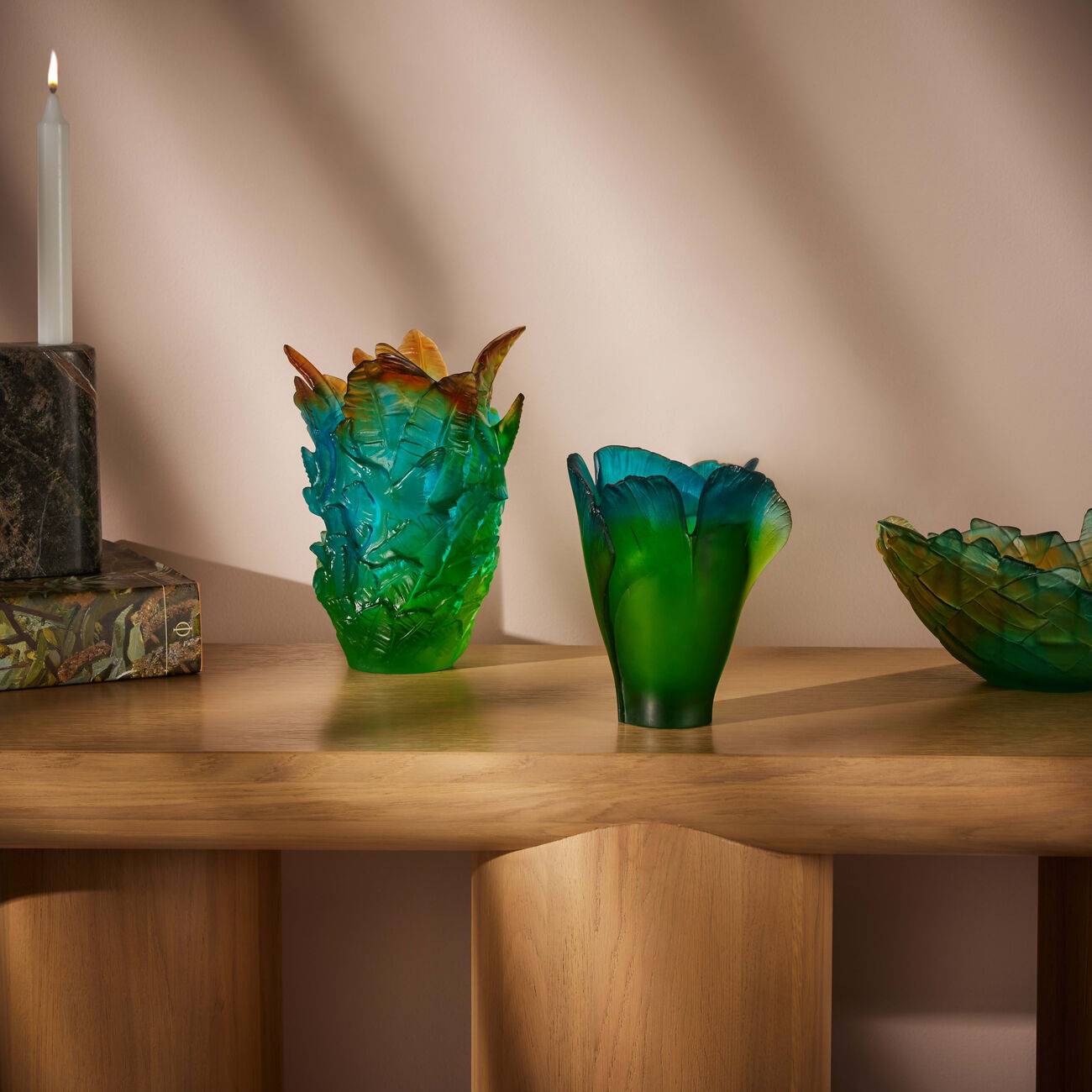 Ginkgo Vase Small Green daum ginkgo vase small green