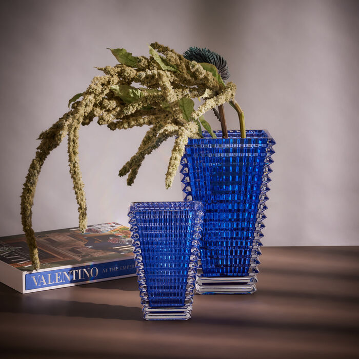baccarat eye vase rectangular medium blue