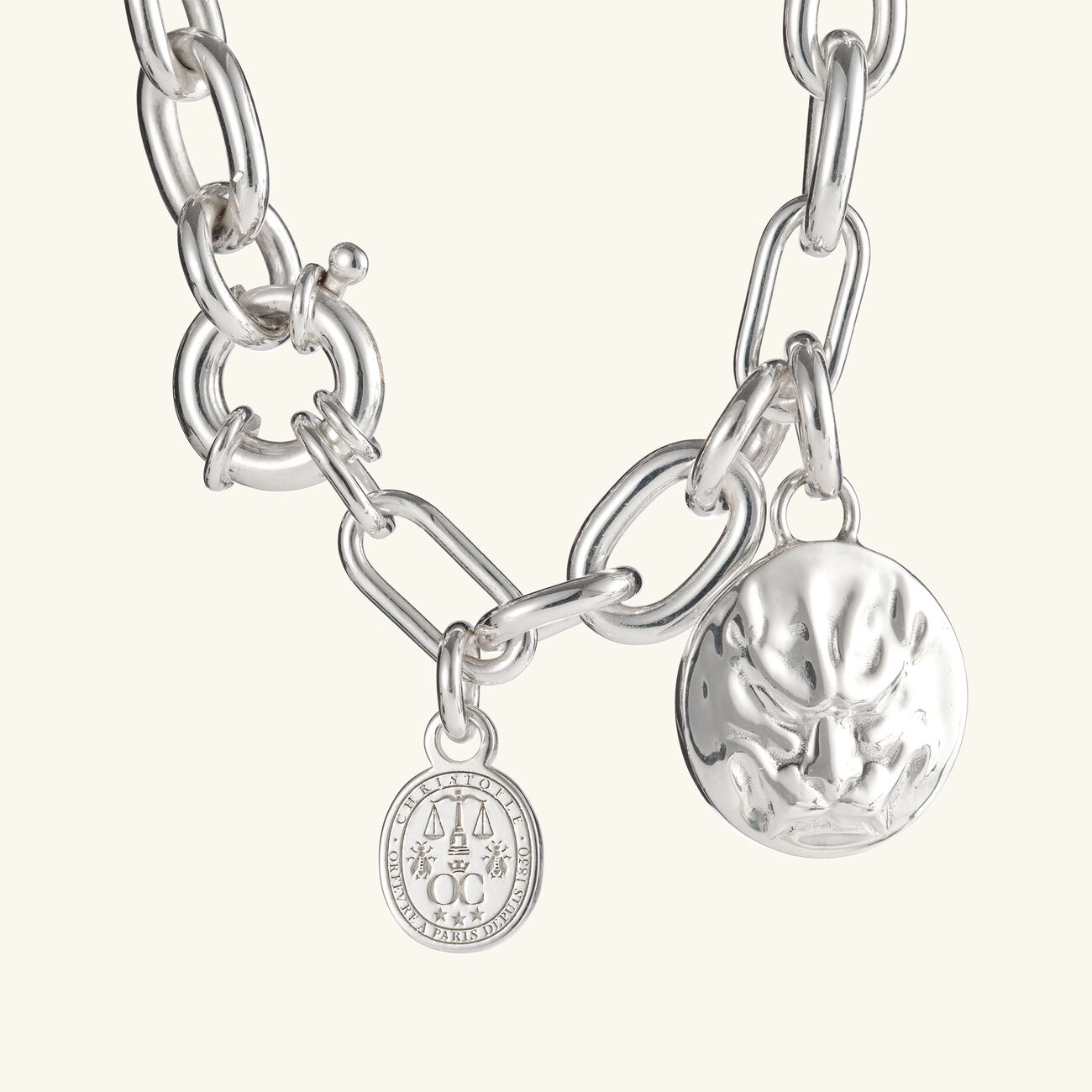 christofle chri chri peau de lion medal sterling silver