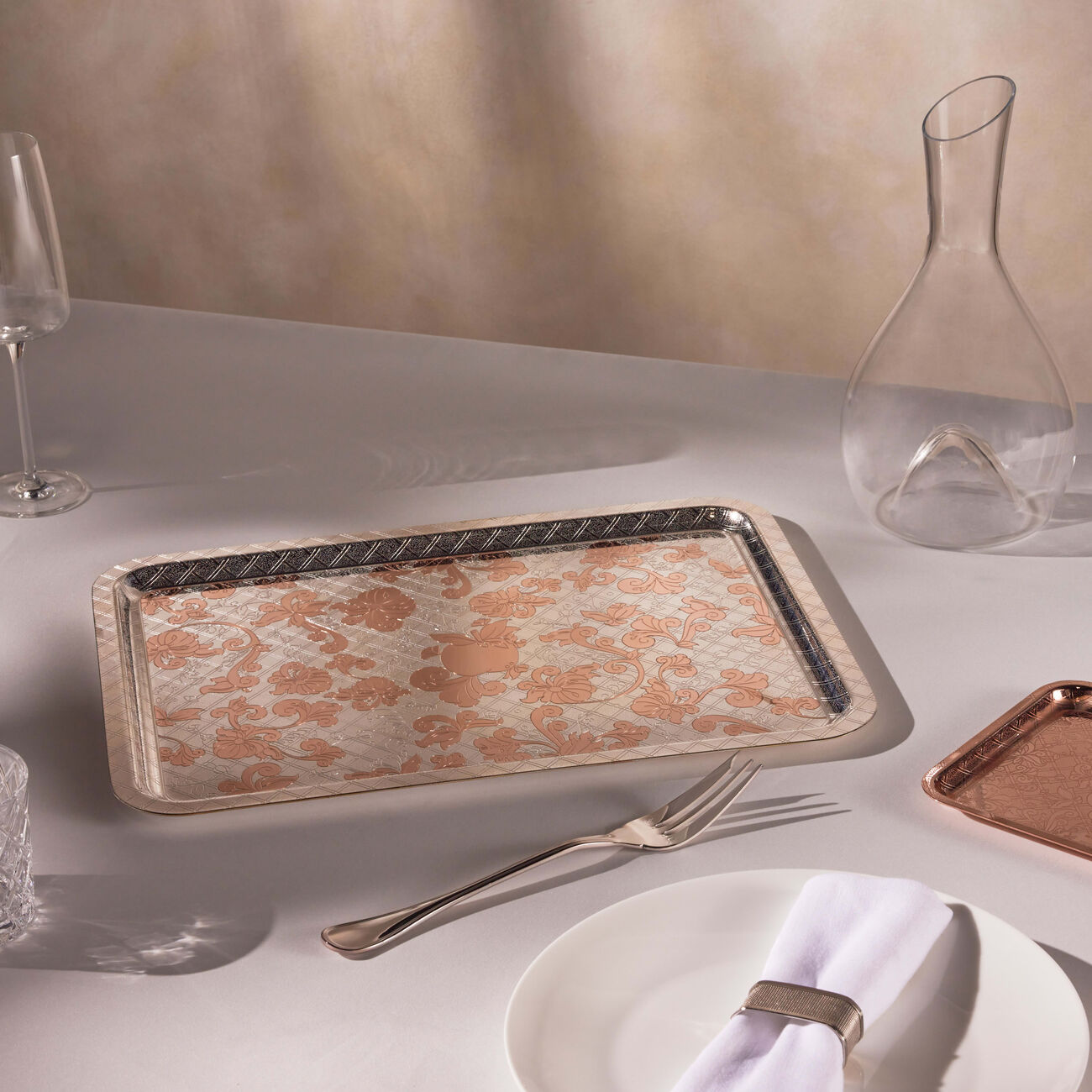 كريستوفل صينية جاردان ديدن مستطيلة كبيرة باللون الفضي