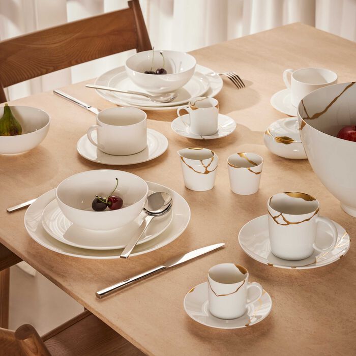 bernardaud kintsugi coffee cup saucer white set of 6