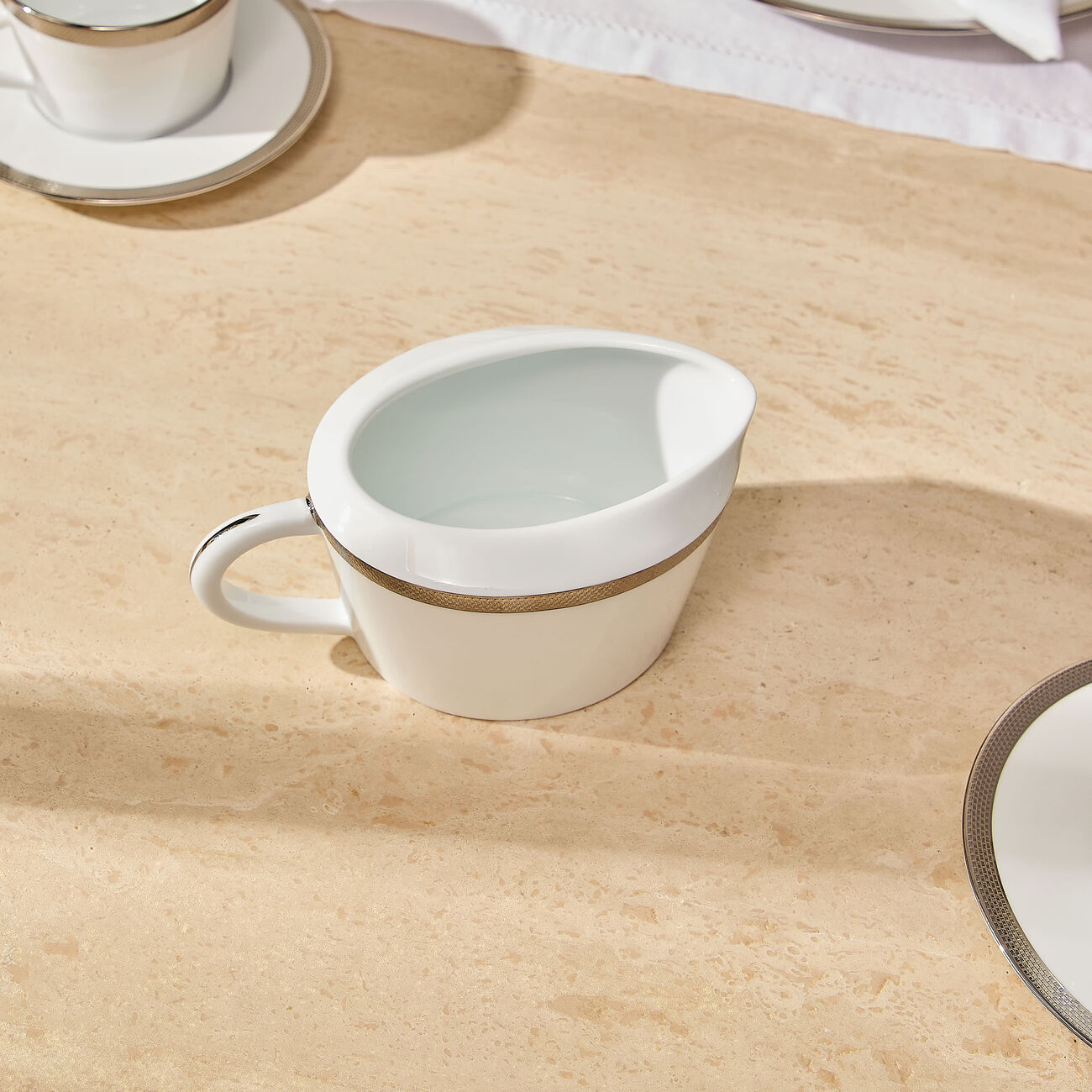 bernardaud maille platine gravy boat white
