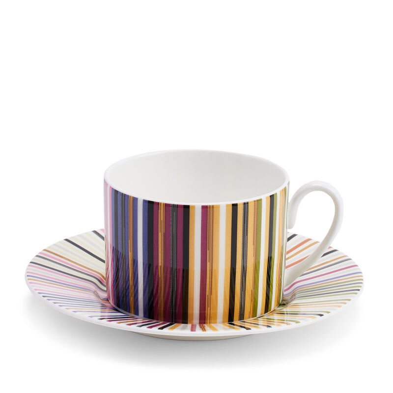 Set of 6 Stripes Jenkins Tea Cup & Saucer, large