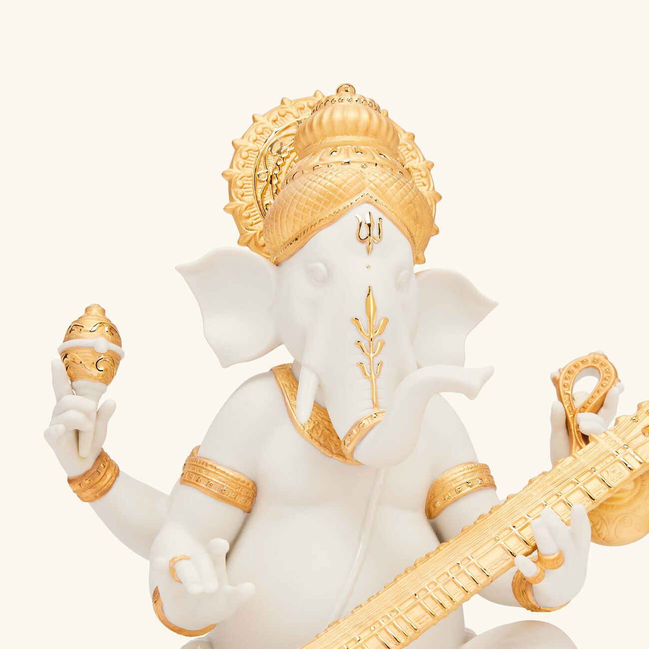 Veena Ganesha Sculpture Small White lladro veena ganesha sculpture small white