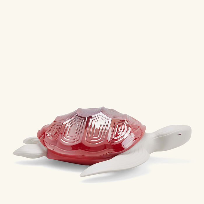 lladro turtle sculpture medium red