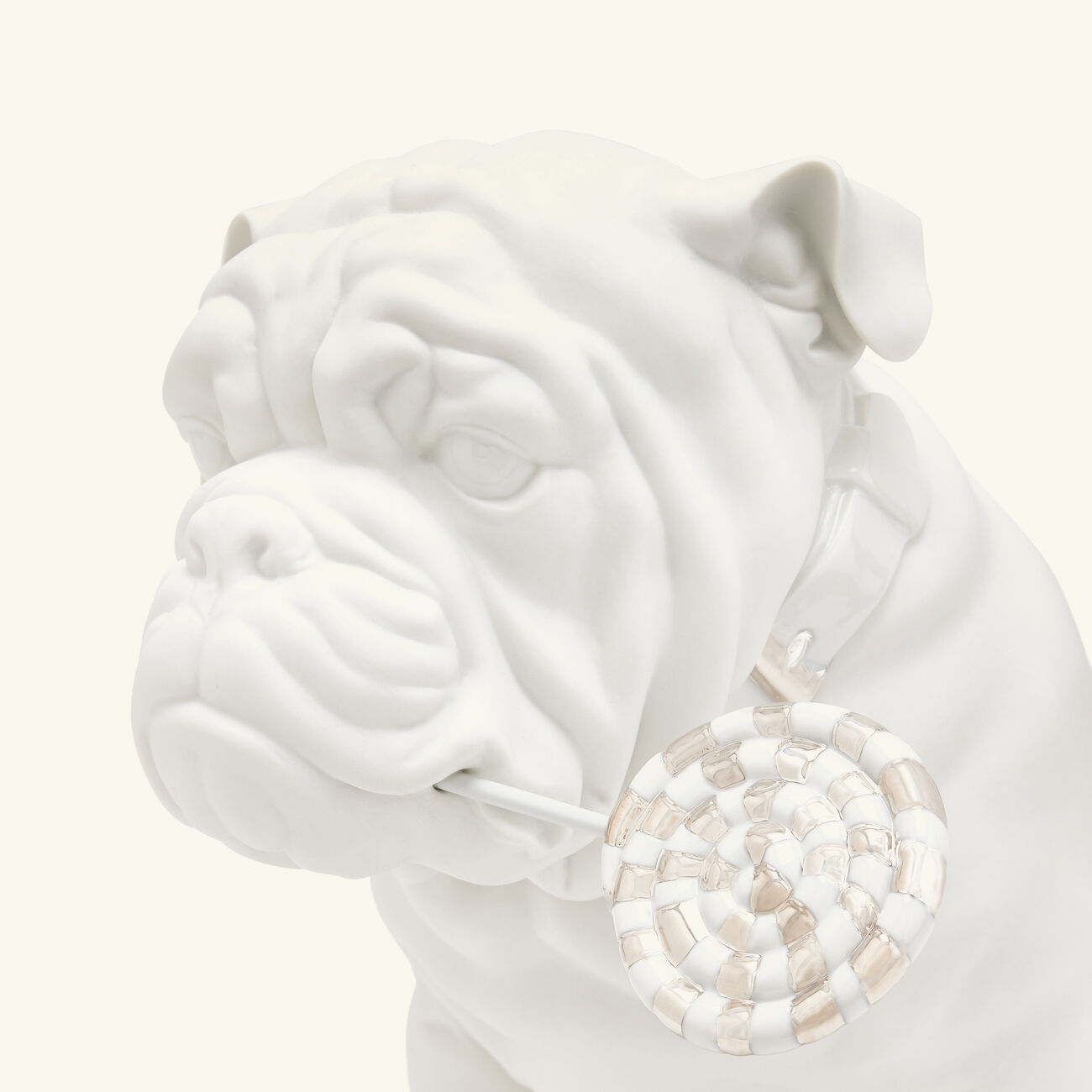 lladro bulldog with lollipop sculpture medium white