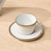 Maille Platine Moka Tea Cup & Saucer Set Of 4 White bernardaud maille platine moka tea cup saucer set of 4 white