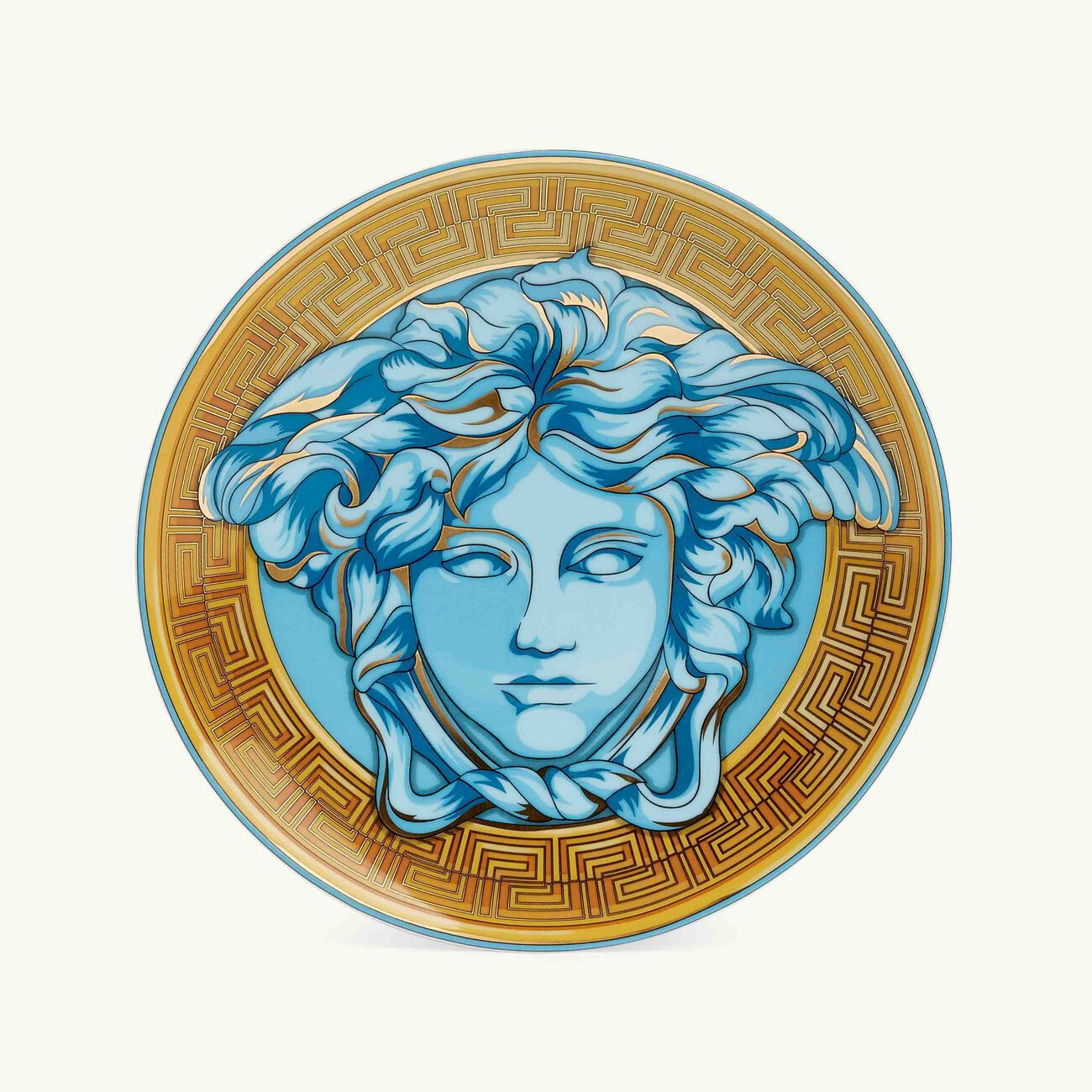 versace medusa amplified blue coin bread butter plate round blue 17cm