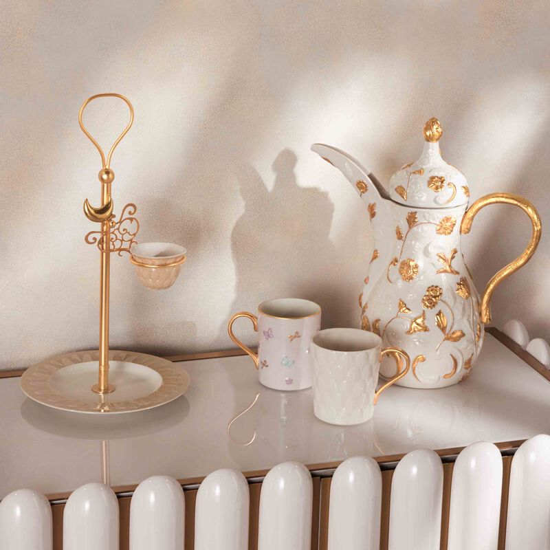 villari peacock extravaganza cookie stand   coffee cup holder gold