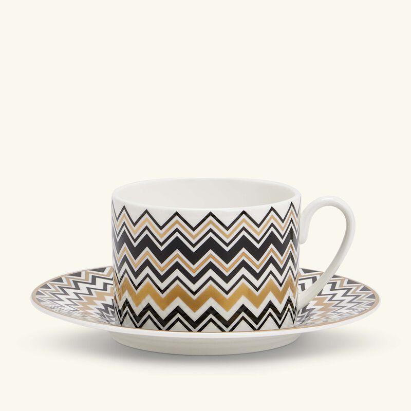 missoni home zig zag gold tea cup saucer gold set of 6