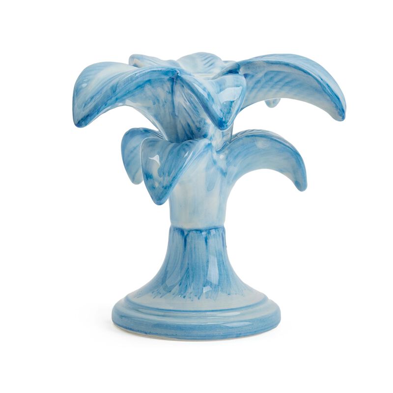 Palm Candlestick Holder - Blue - Small, large