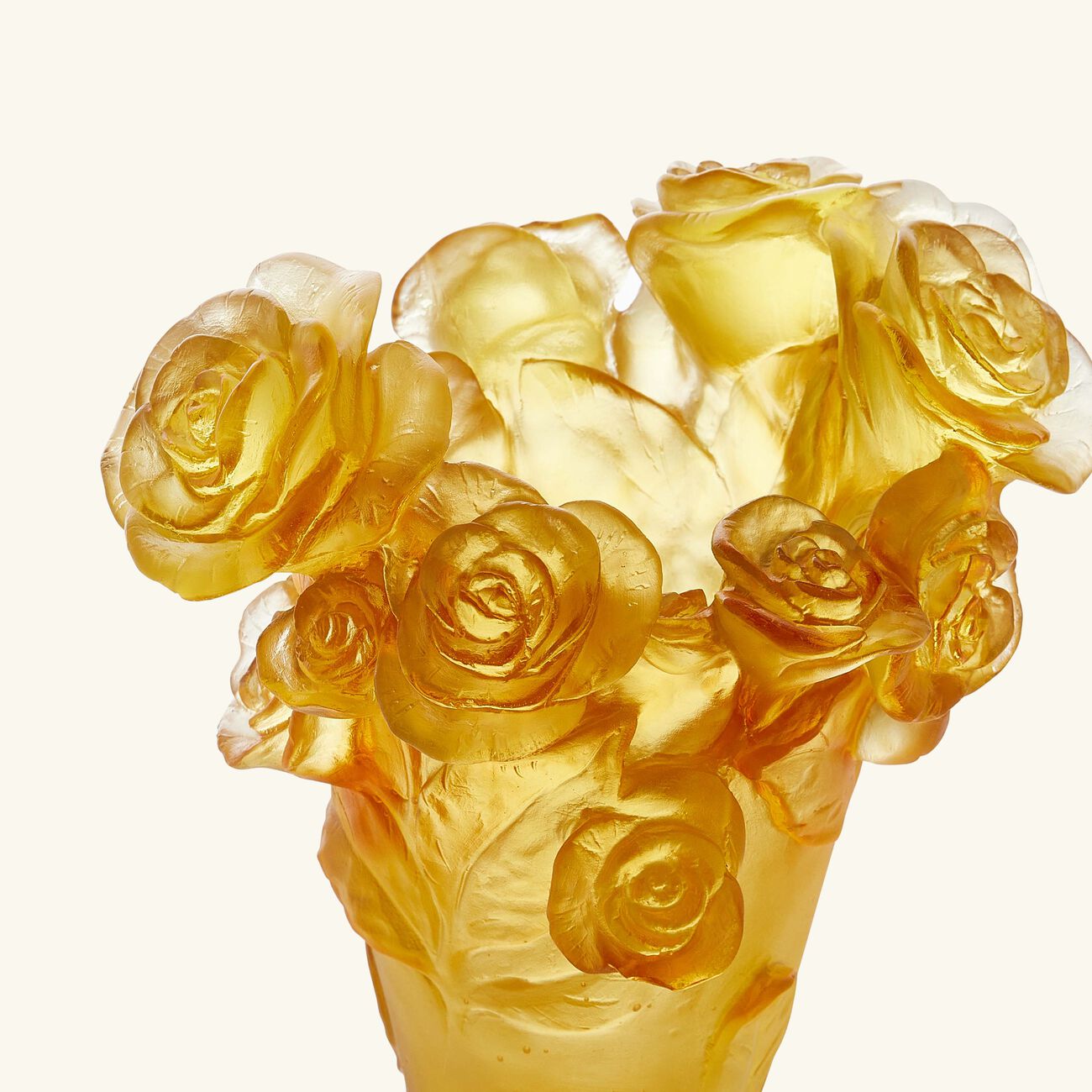 daum rose passion vase small yellow