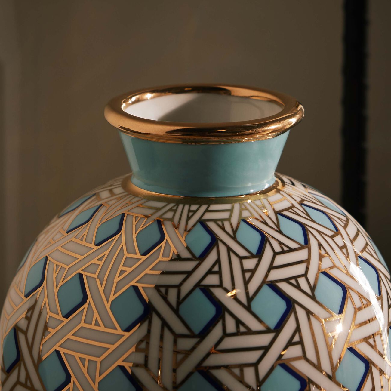 jonathan adler basketweave vase round small blue