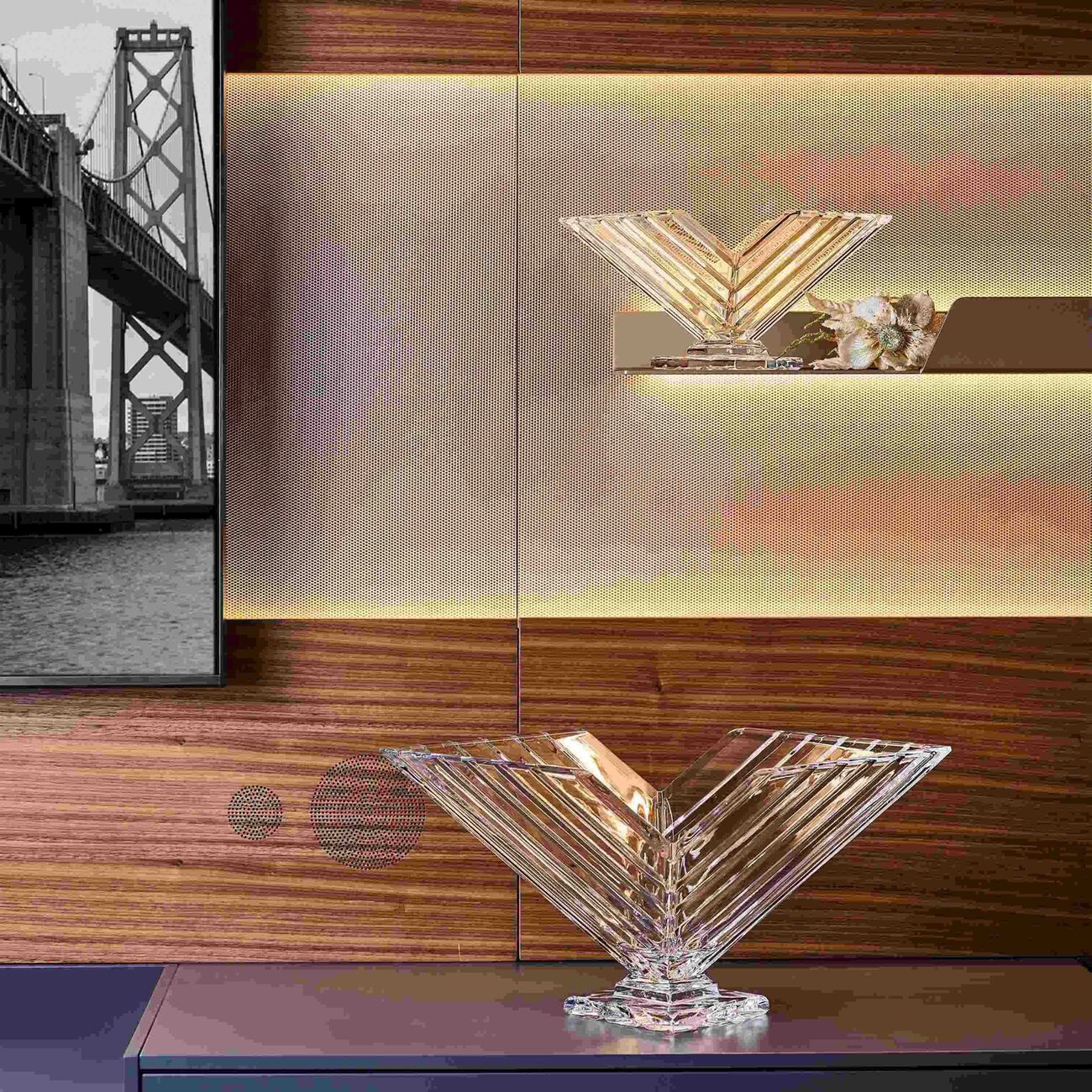 mario cioni c crystal v shape centerpiece clear