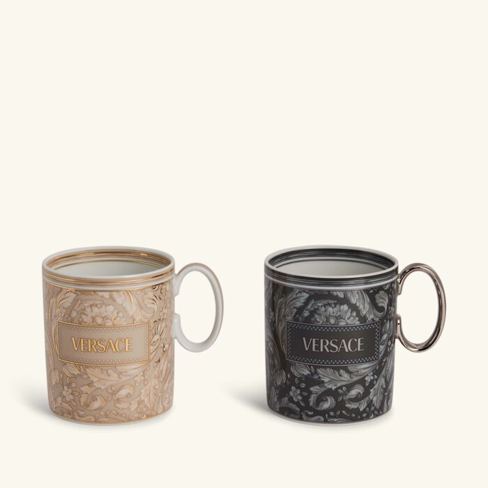 versace barocco haze   beige mug set of 2