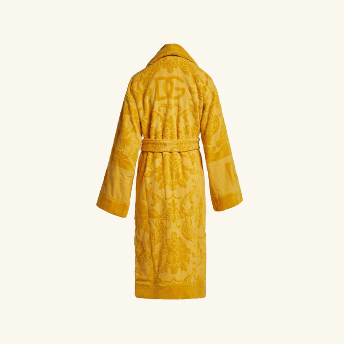 dolce gabbana casa terry cotton jacquard bath robe small orange