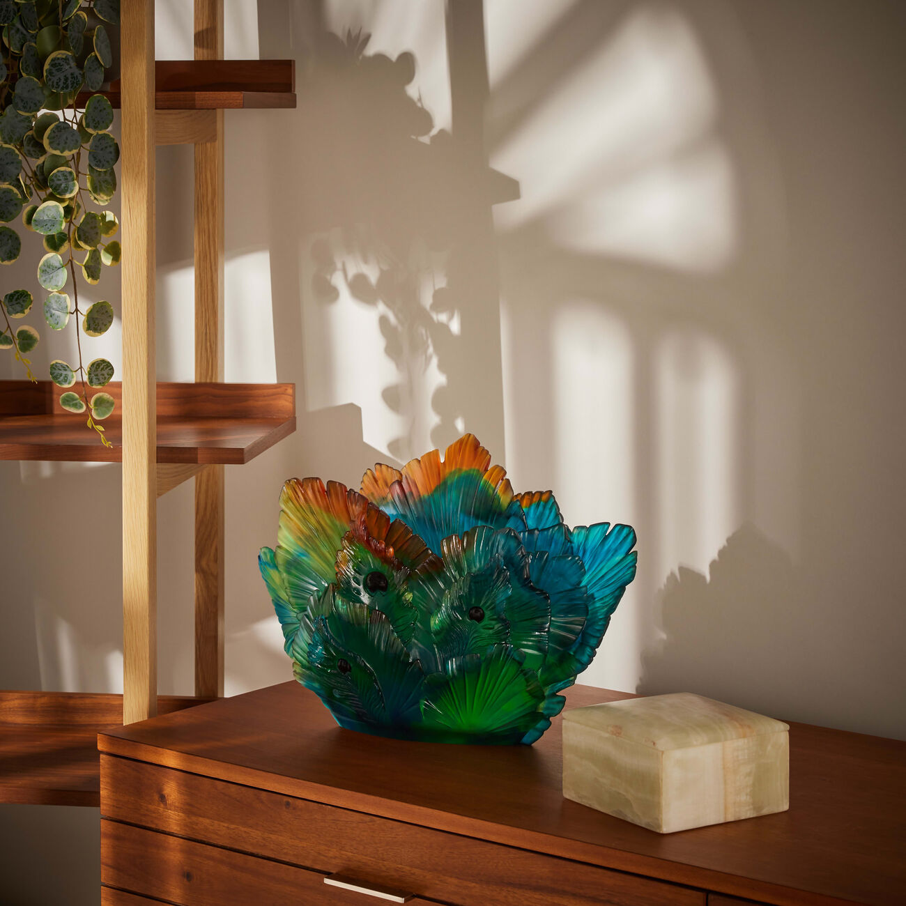 Fleur de Paon Vase Medium Green daum fleur de paon vase medium green