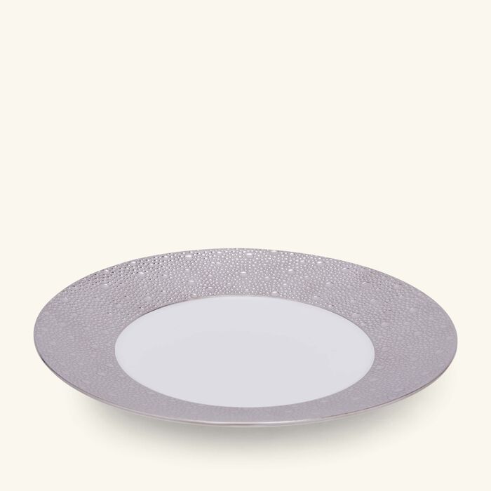 bernardaud ecume dinner plate round silver 26cm