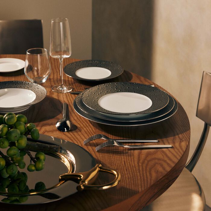 bernardaud ecume dinner plate round silver 26cm