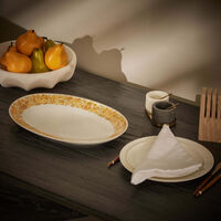 طبق الضيافة ميدوزا رابسودي بيضاوي أبيض 38 سم فيرساتشي طبق الضيافة ميدوزا رابسودي بيضاوي أبيض 38 سم