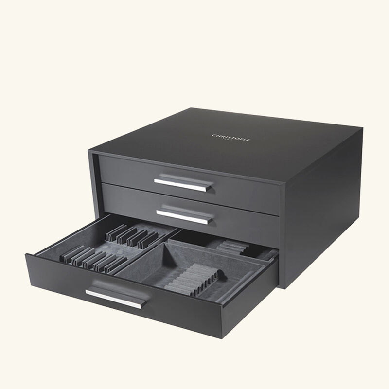 christofle storage chest with 3 drawers black