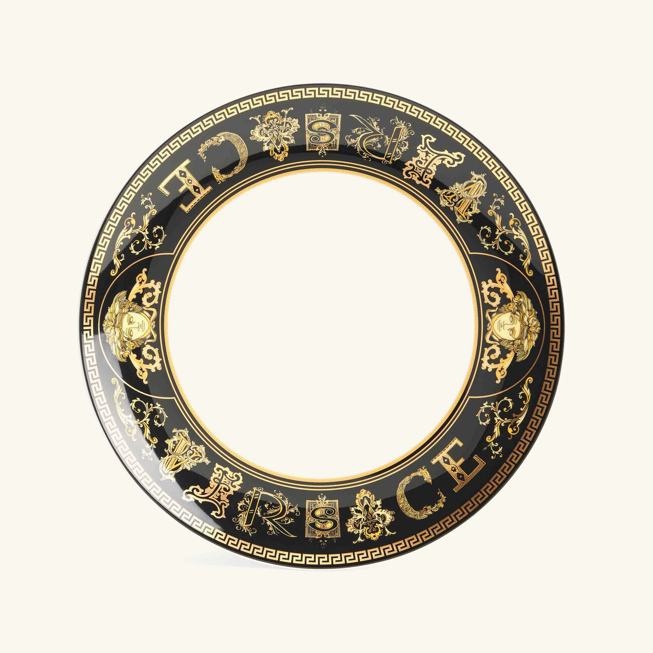 versace virtus gala plate round black 20cm