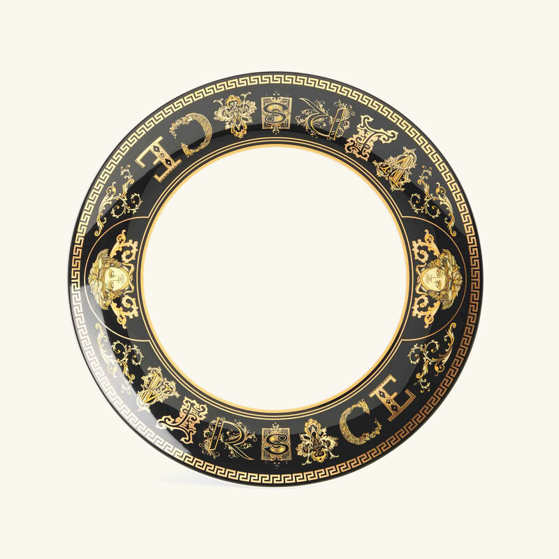 versace virtus gala plate round black 20cm