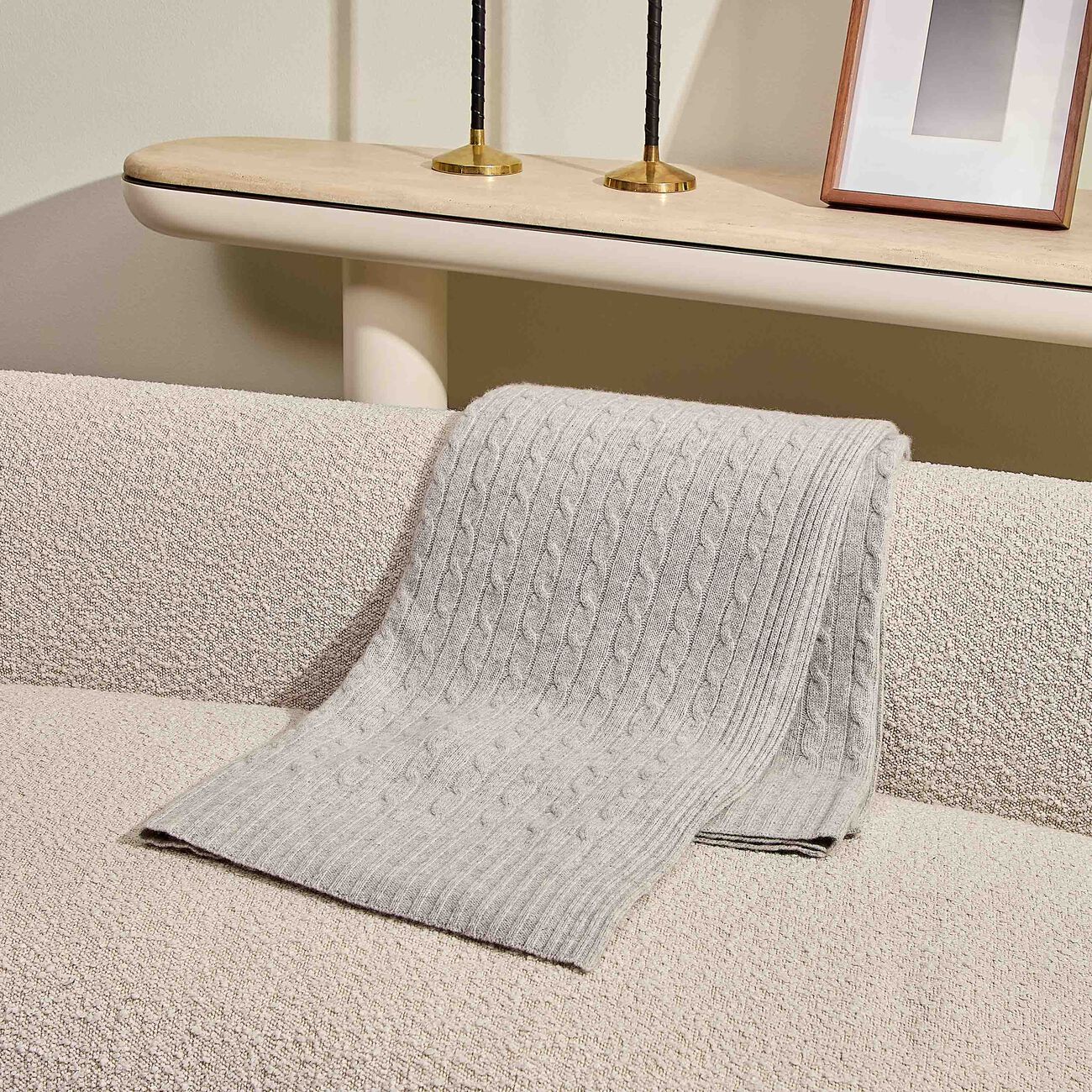 ralph lauren home iconic cable cashmere throw blanket grey